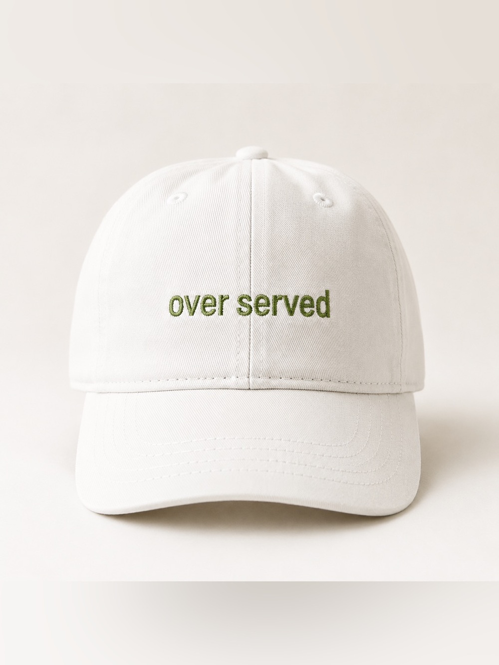 NEW BYRDIE GOLF Social Wear Over Served Embroidered White Baseball Cap Hat